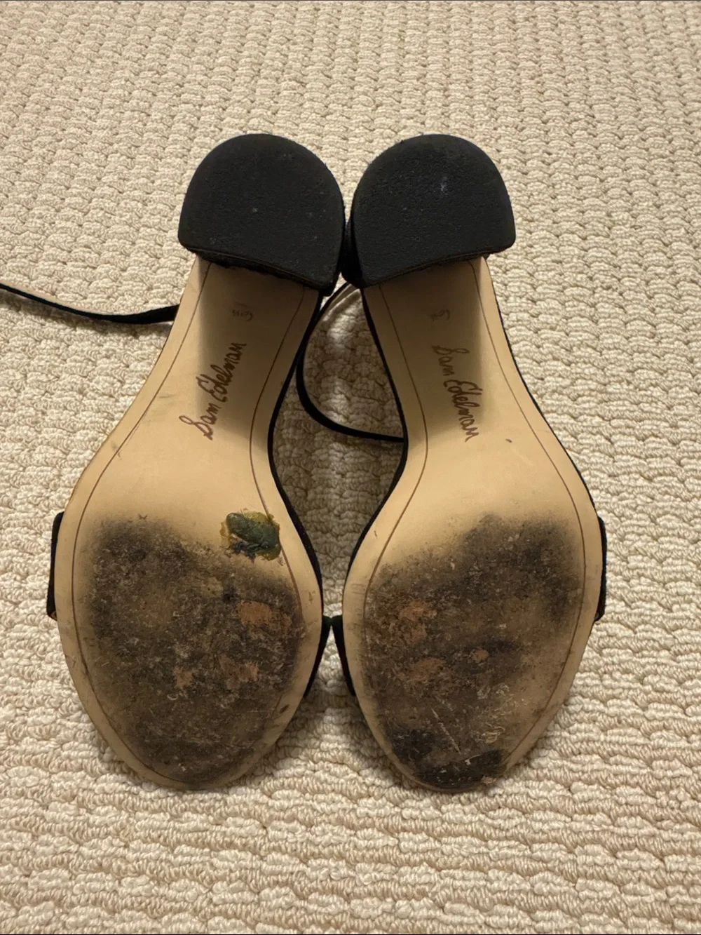 Sam Edelman Black Suede Ankle-Strap Block Heels